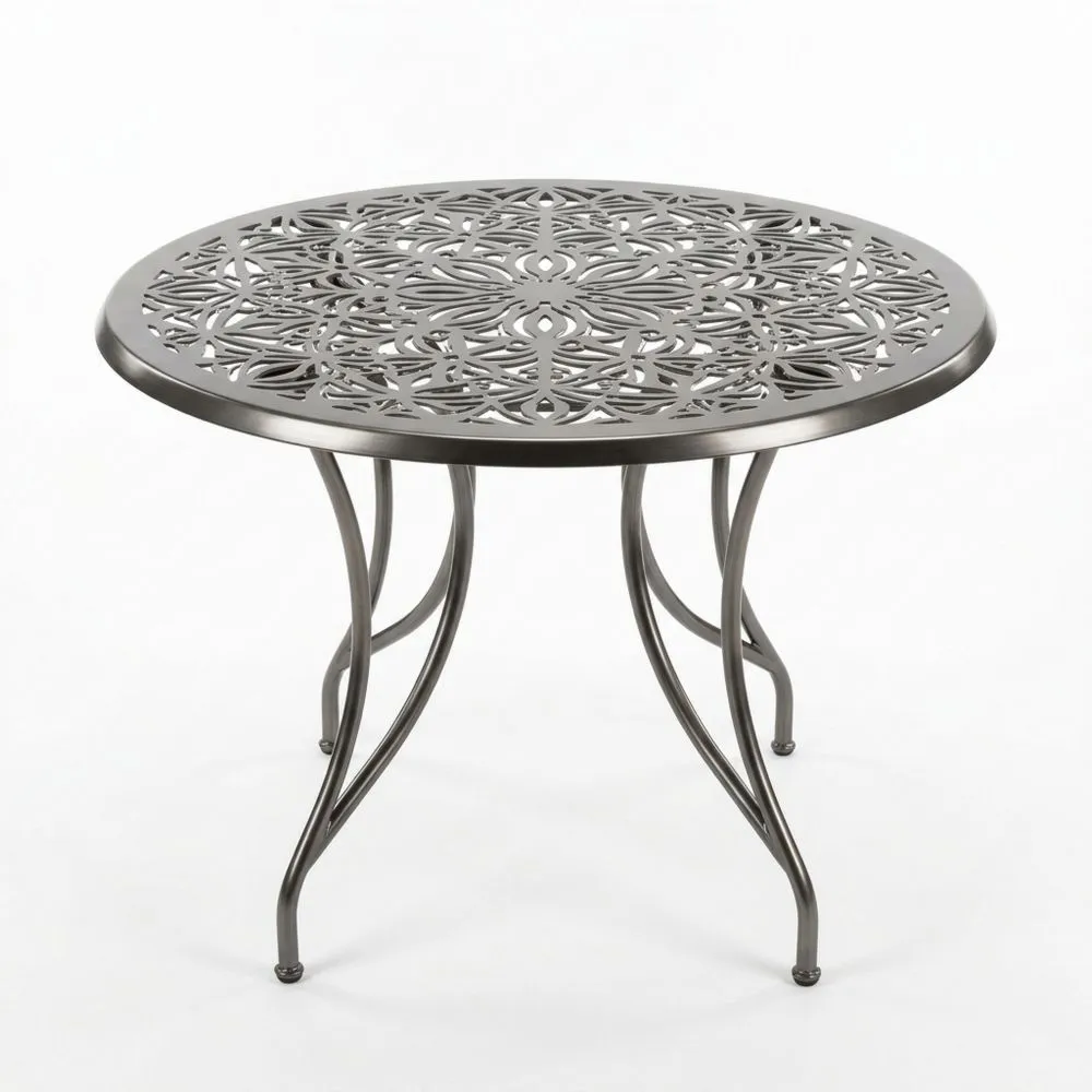 Tavolo Rotondo in Acciaio Nero, Diametro 90 cm ZR8364743