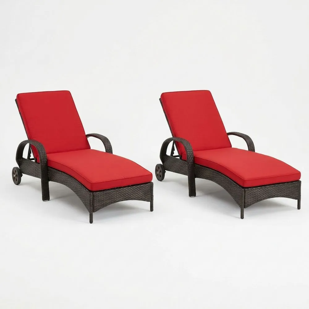 Set di 2 sedie a sdraio in vimini con cuscini in poliestere UT0797802