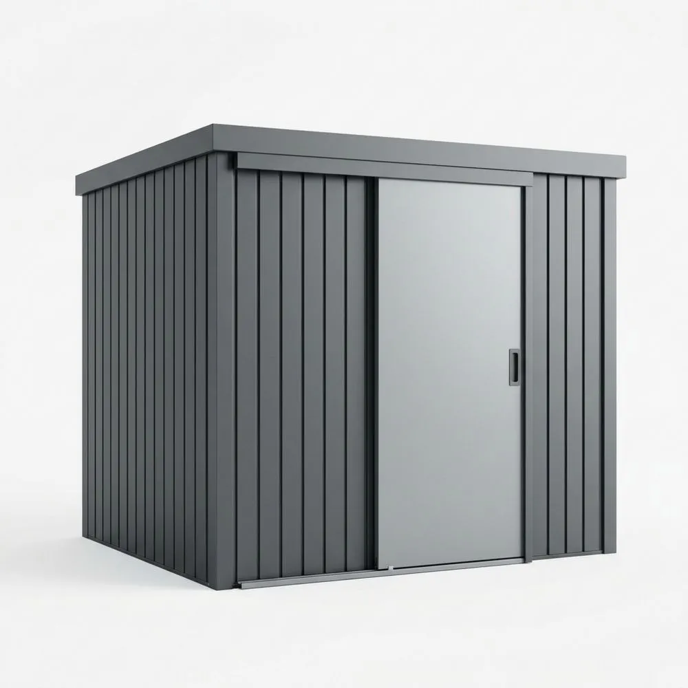 Capanno da Giardino in Acciaio Verniciato a Polvere Grigio con Porta Scorrevole ES0237397