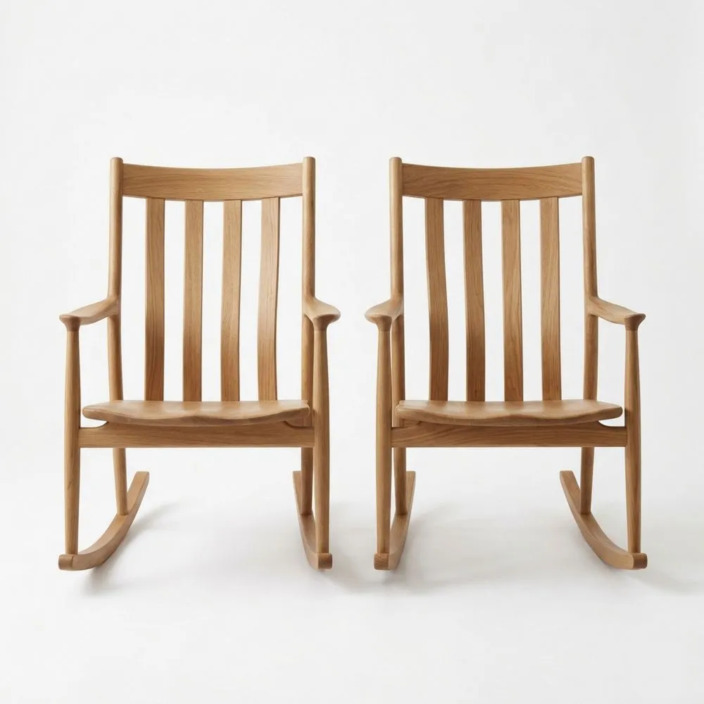 Set di 2 Sedie a Dondolo in Legno di Rovere RW7221918