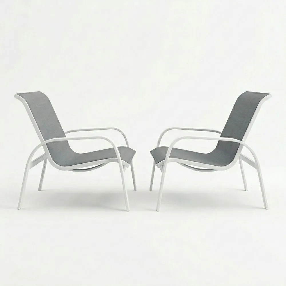 Set di due sedie lounge in acciaio verniciato a polvere e tessuto di poliestere grigio UT0246342