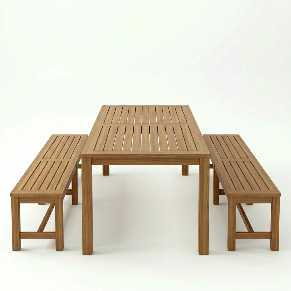 Set Tavolo e Panche in Legno di Teak per Esterni IT9708728