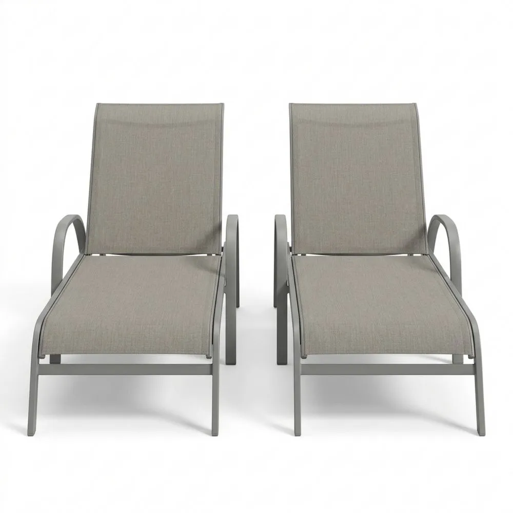 Set 2 Sdraio Alluminio Grigio Tessuto Poliestere MC0640167