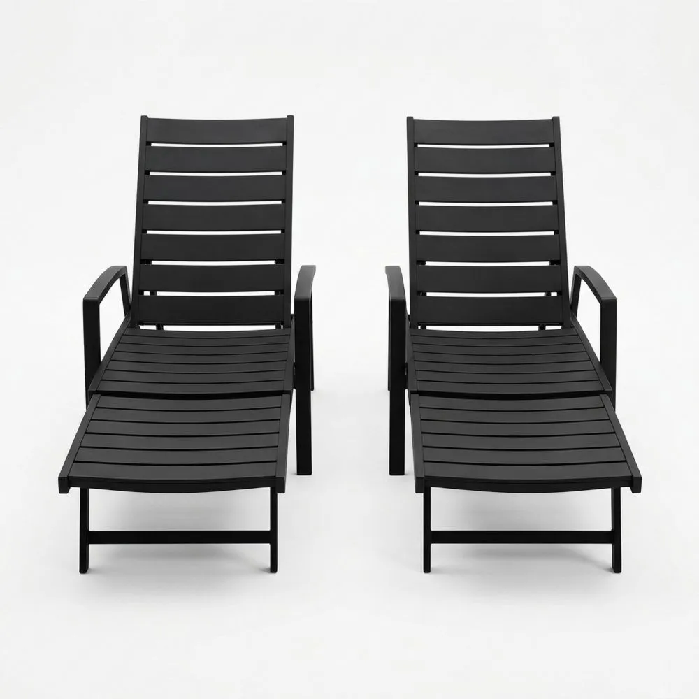 Set di 2 Sedie a Sdraio in Alluminio Nere MI8367911