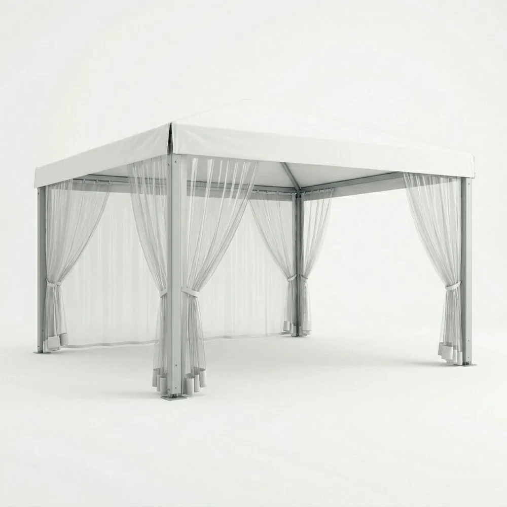 Gazebo in alluminio 300x300 cm (Lunghezza x Larghezza) con tende in poliestere AS7204171