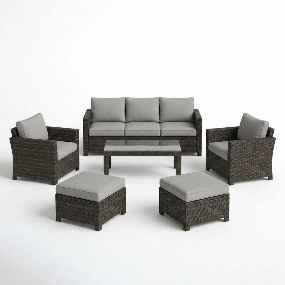 Set Divano Rattan da Esterno con Cuscini Grigio IH0315427