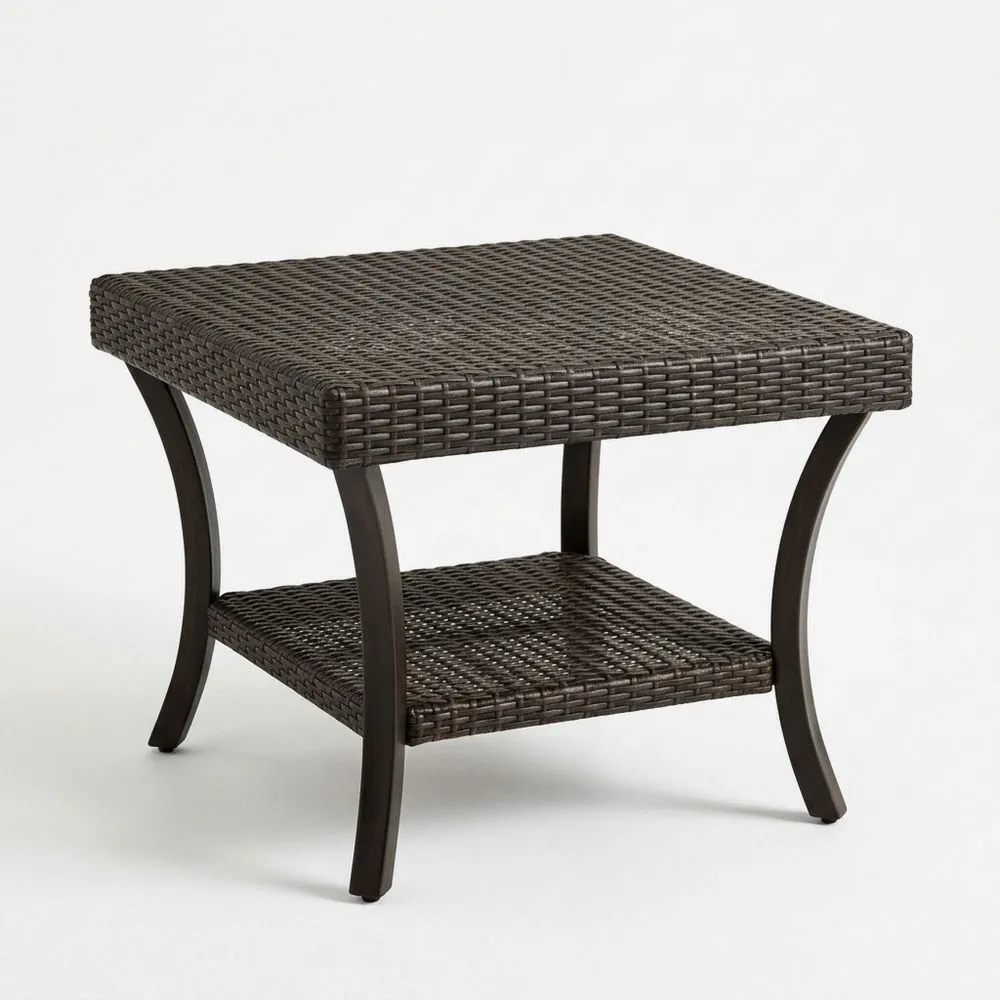 Tavolino quadrato in rattan sintetico e acciaio marrone CB3069298