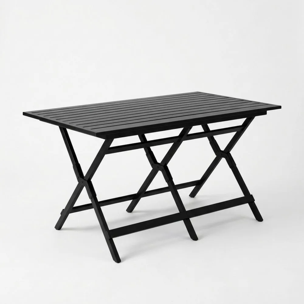Tavolo pieghevole rettangolare in acciaio verniciato a polvere nero XT1503234