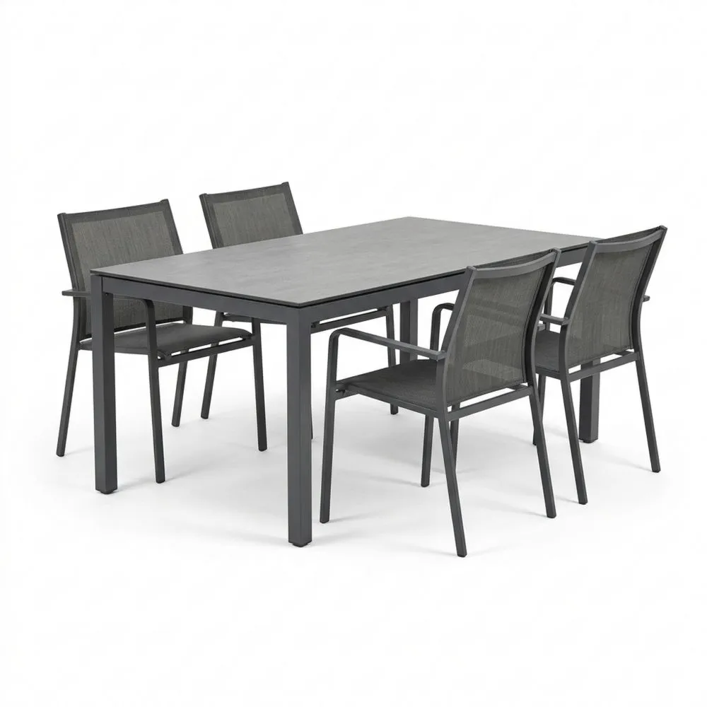 Set Tavolo e Sedie da Giardino in Alluminio e Vetro Temperato Grigio CF7820206