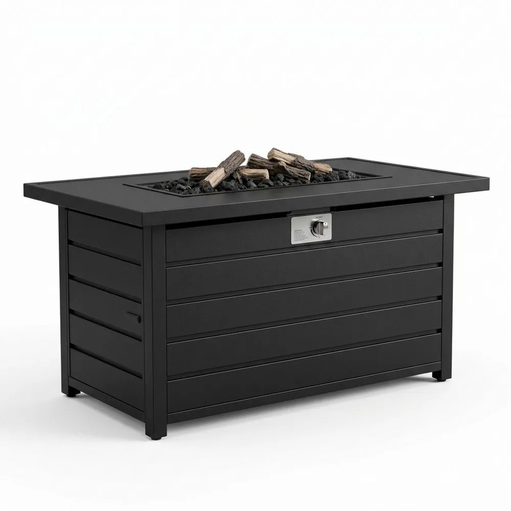 Tavolo da Fuoco Rettangolare in Alluminio Nero KI7698427