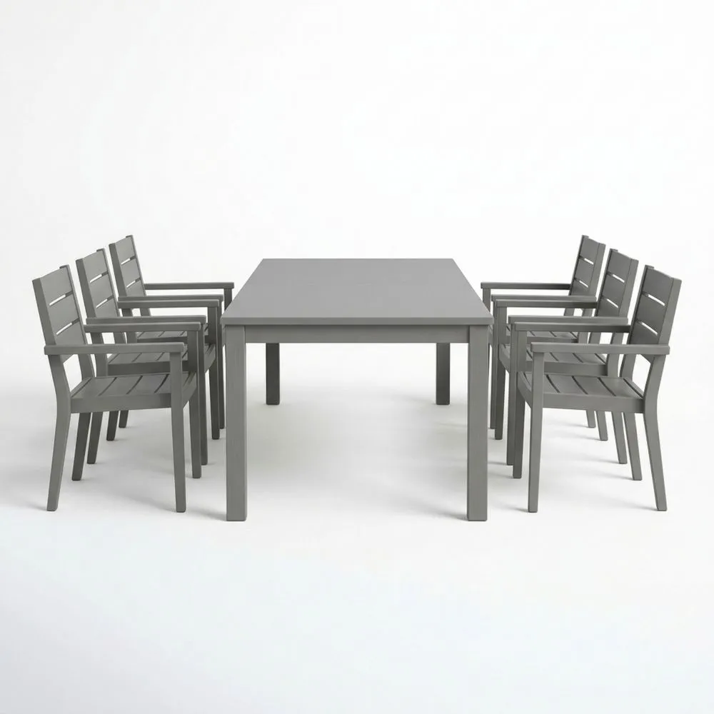 Set tavolo e 6 sedie in acciaio verniciato grigio SZ9699945