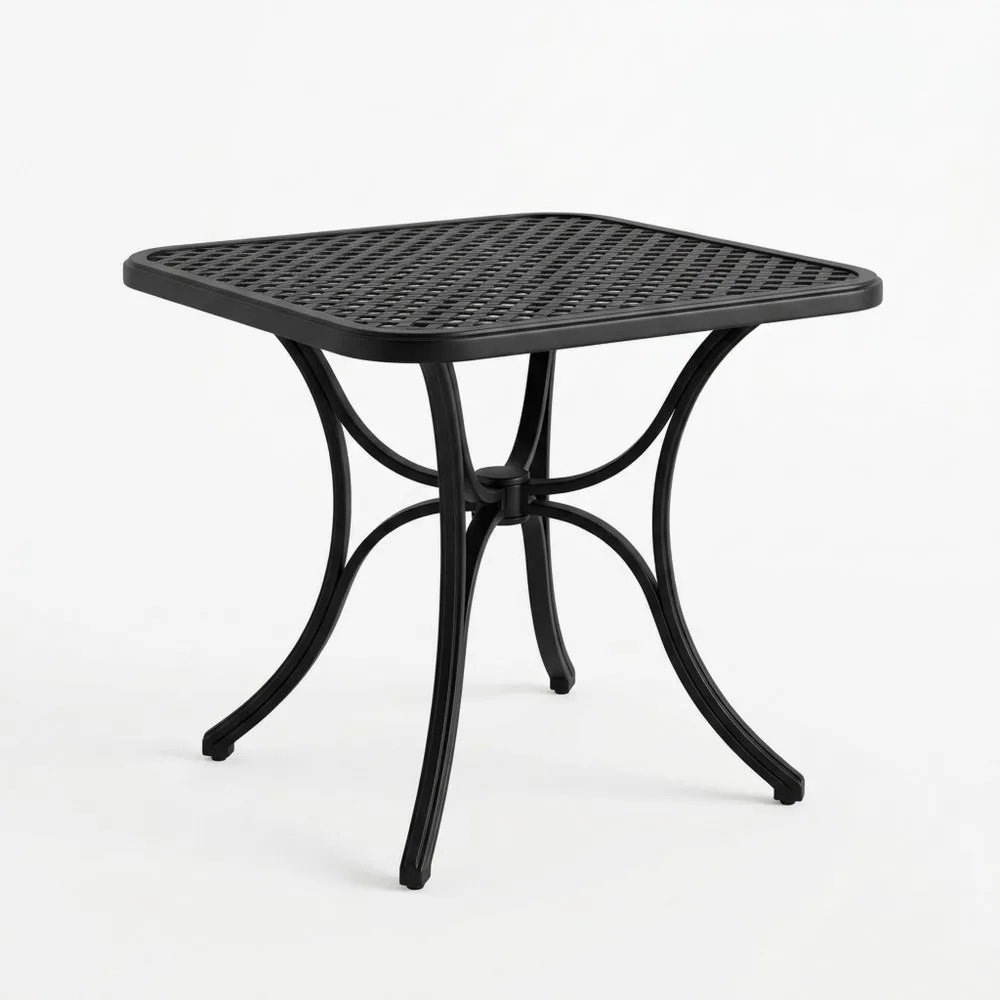 Tavolino Quadrato in Alluminio Verniciato Nero 60x60x70 cm (Larghezza x Profondità x Altezza) NH1863500