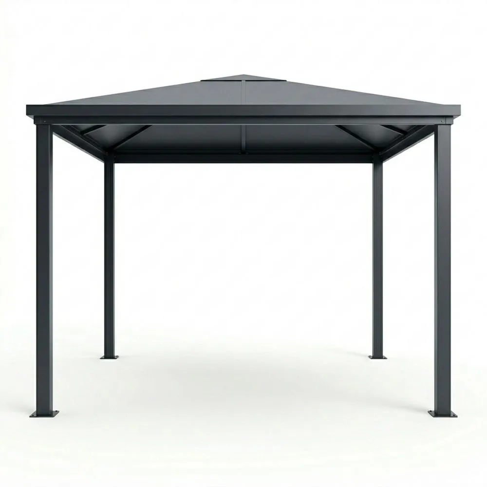 Gazebo quadrato in acciaio 300 cm x 300 cm x 250 cm (lunghezza x larghezza x altezza)Grigio IG3754662