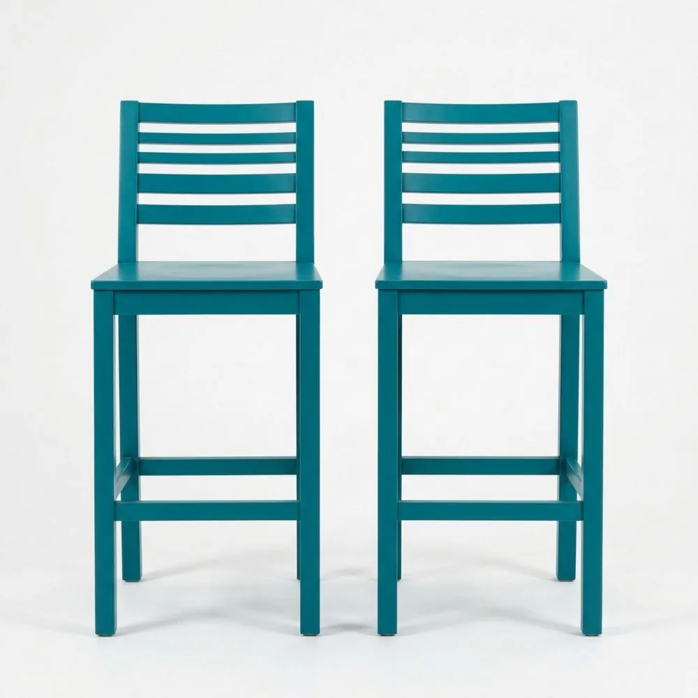 Set di 2 sgabelli in legno verniciato Petrolio IU7175699