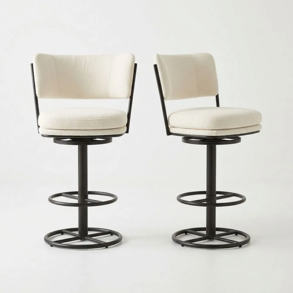 Set di 2 Sgabelli Girevoli in Acciaio Verniciato con Rivestimento in Poliestere Bianco YP7246827