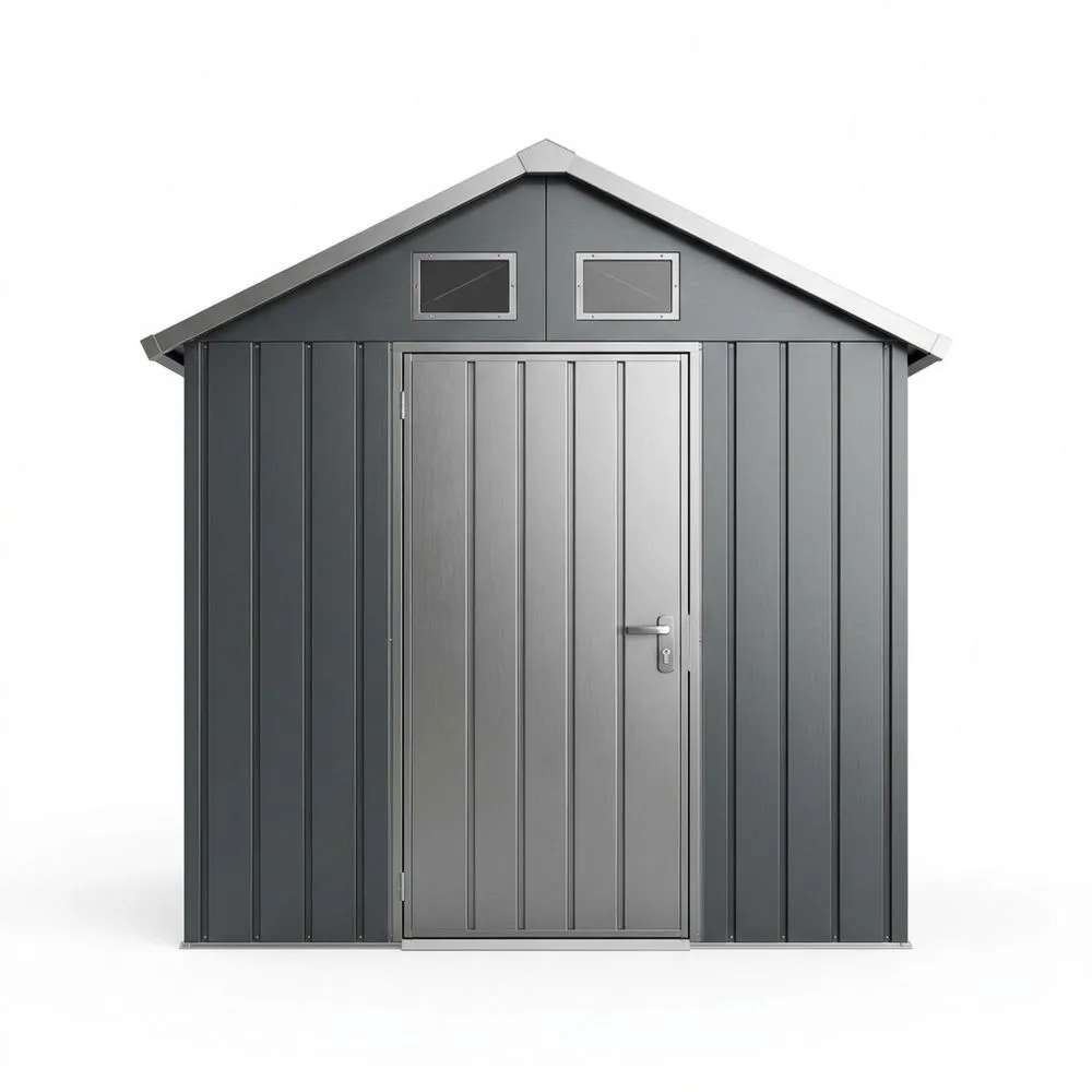 Capanno in Acciaio Zincato Grigio con Tetto Spiovente 200x200x200 cm (Lunghezza x Larghezza x Altezza) SZ5017185