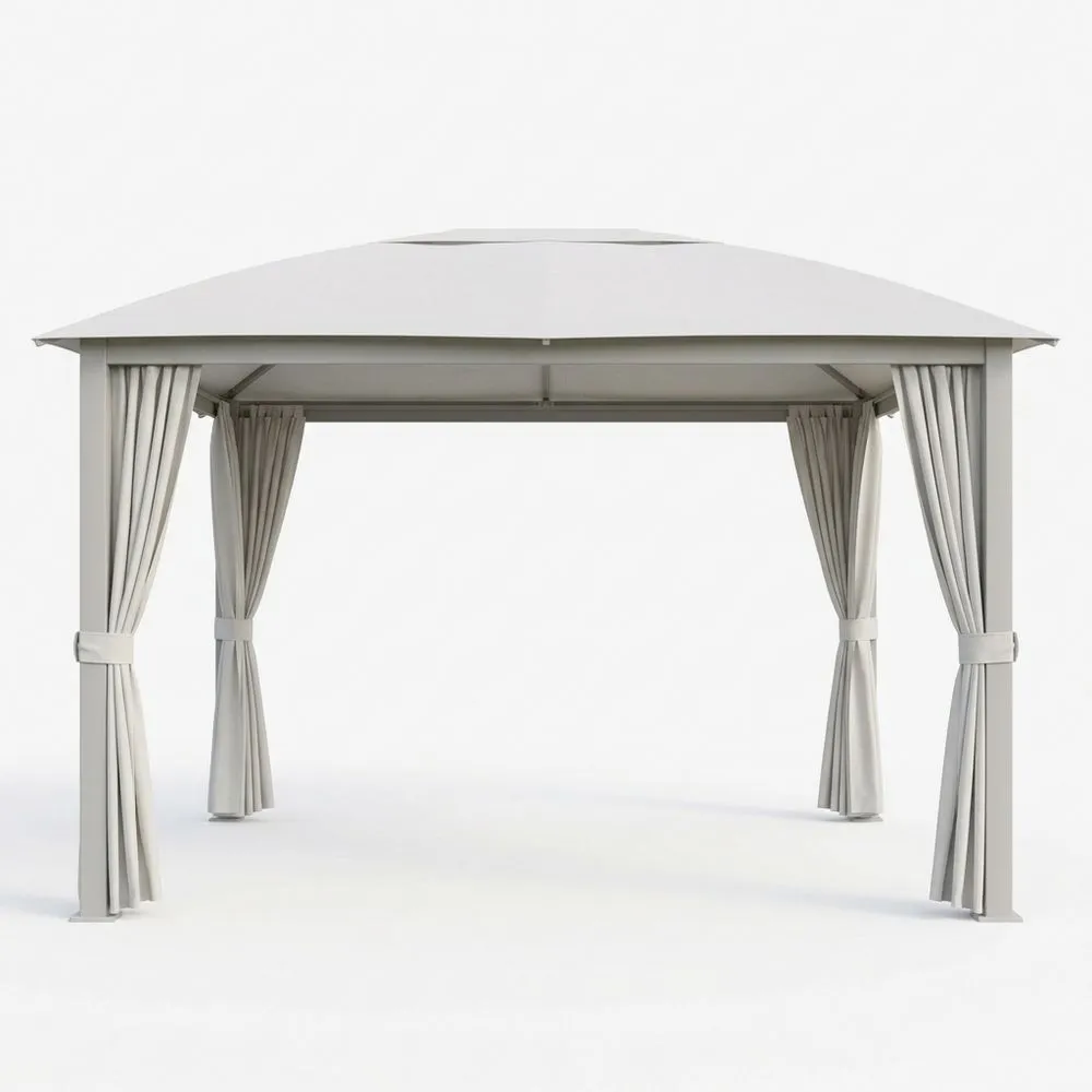 Gazebo in Alluminio 300x300 cm (Lunghezza x Larghezza) con Tessuto in Poliestere Beige NJ6929343