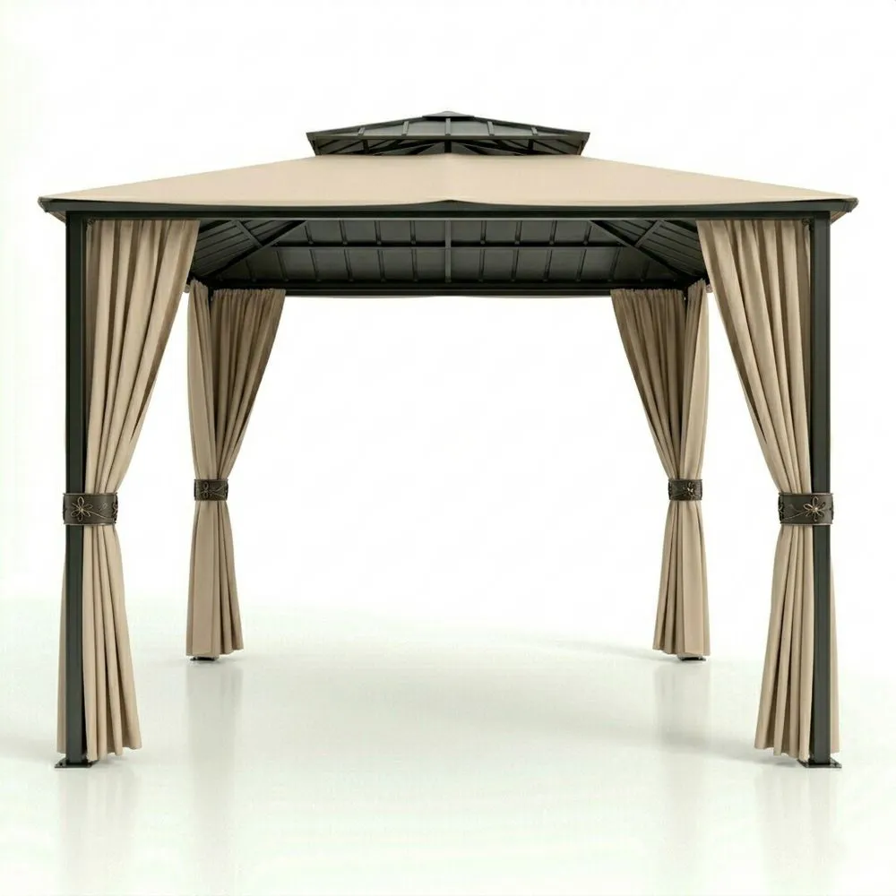 Gazebo da Giardino in Alluminio e Poliestere con Copertura Beige LB8765934