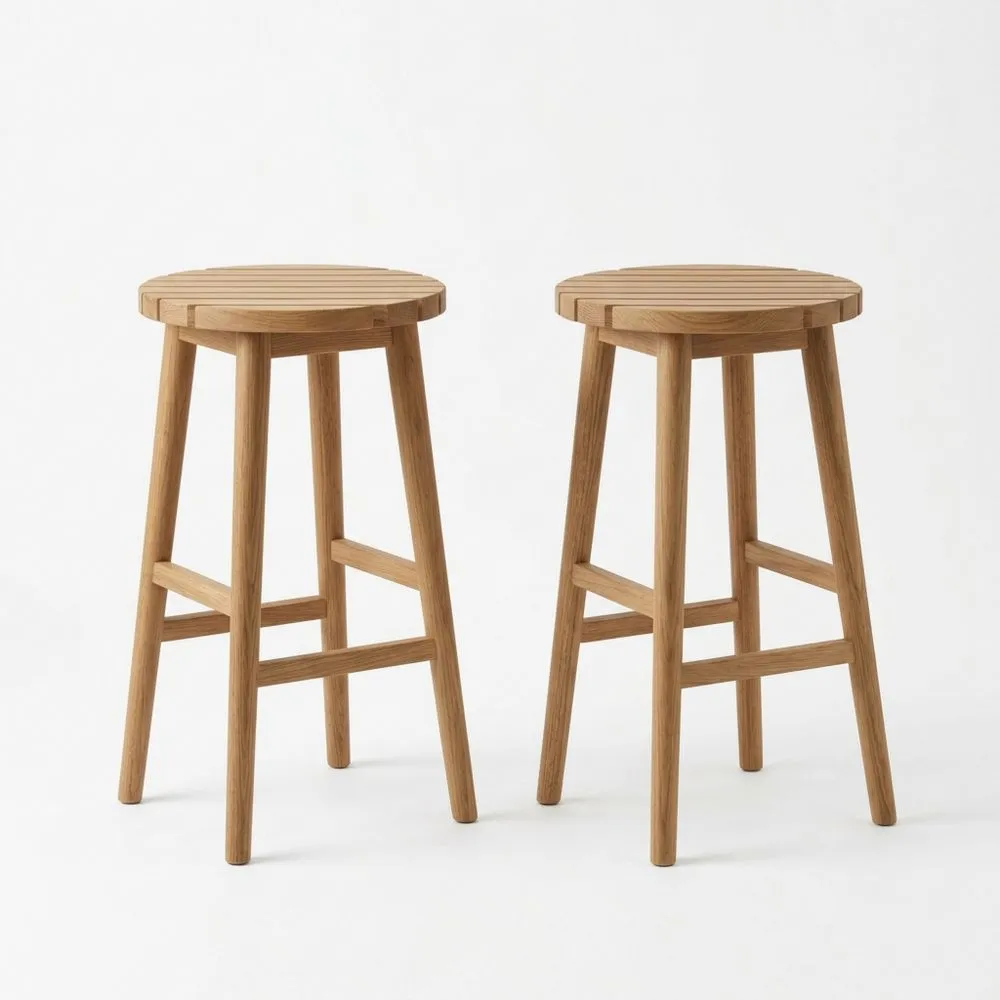 Set di 2 Sgabelli in Legno Massello di Quercia XQ8386069