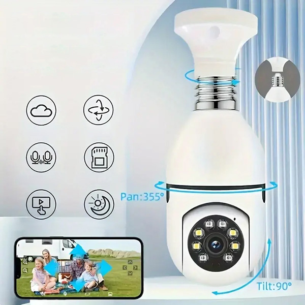 Λάμπα Κάμερα Ασφαλείας – 360°, Νυχτερινή Όραση, WiFi, Χωρίς Τρύπημα | BULBCAM