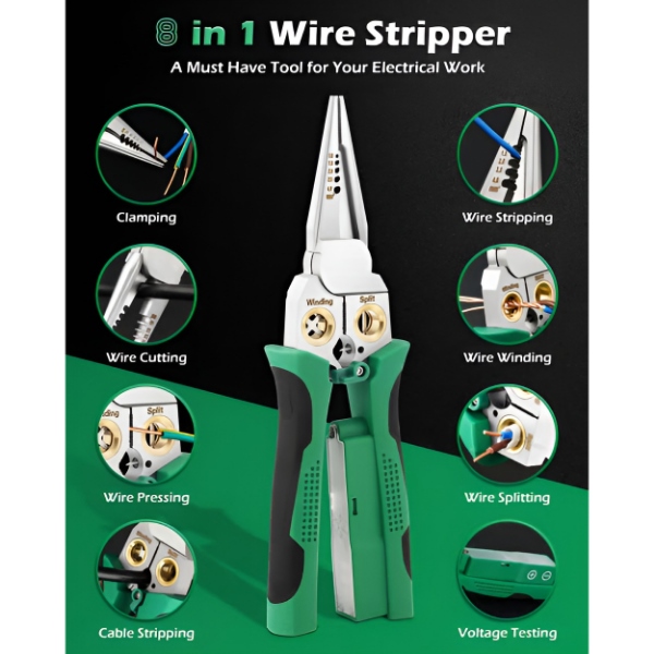 Spelafili e Tronchese 8-in-1 (20,7 cm) – Spela, Taglia, Crimpa e Testa il Voltaggio in un Solo Utensile | POWERPLIERS