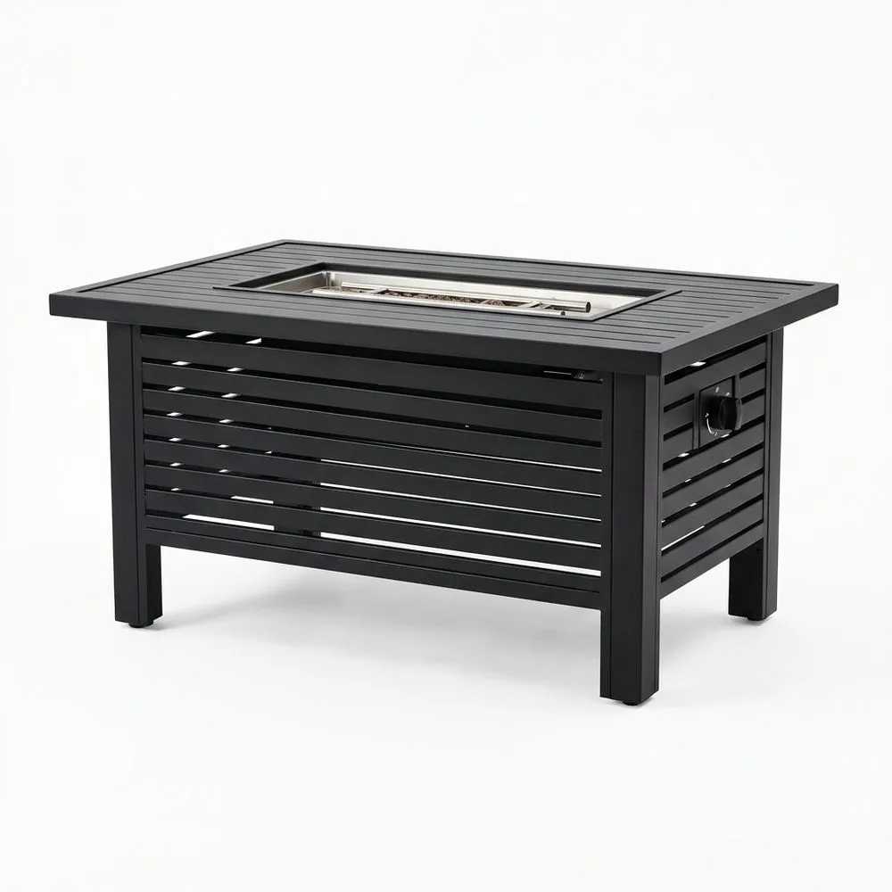 Tavolo da Fuoco in Alluminio Nero 120 cm (Lunghezza) x 60 cm (Larghezza) x 50 cm (Altezza)