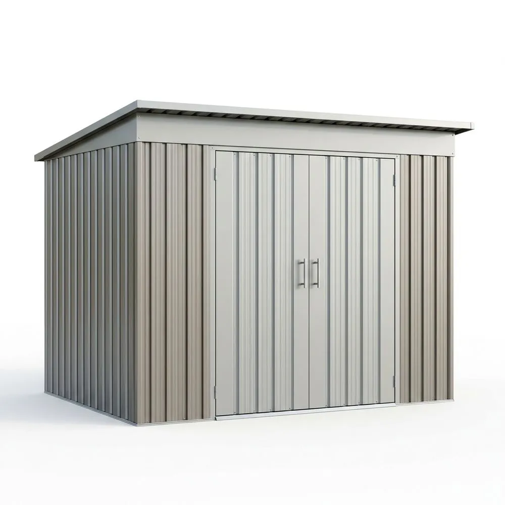 Capanno in metallo zincato grigio, Lunghezza 3 m x Larghezza 5 m