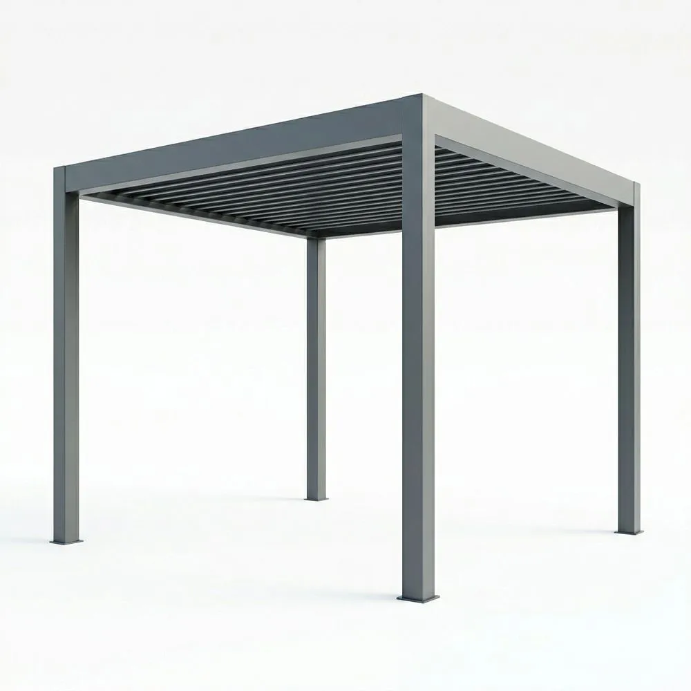 Pergola in alluminio grigio, Lunghezza 300 cm x Larghezza 300 cm