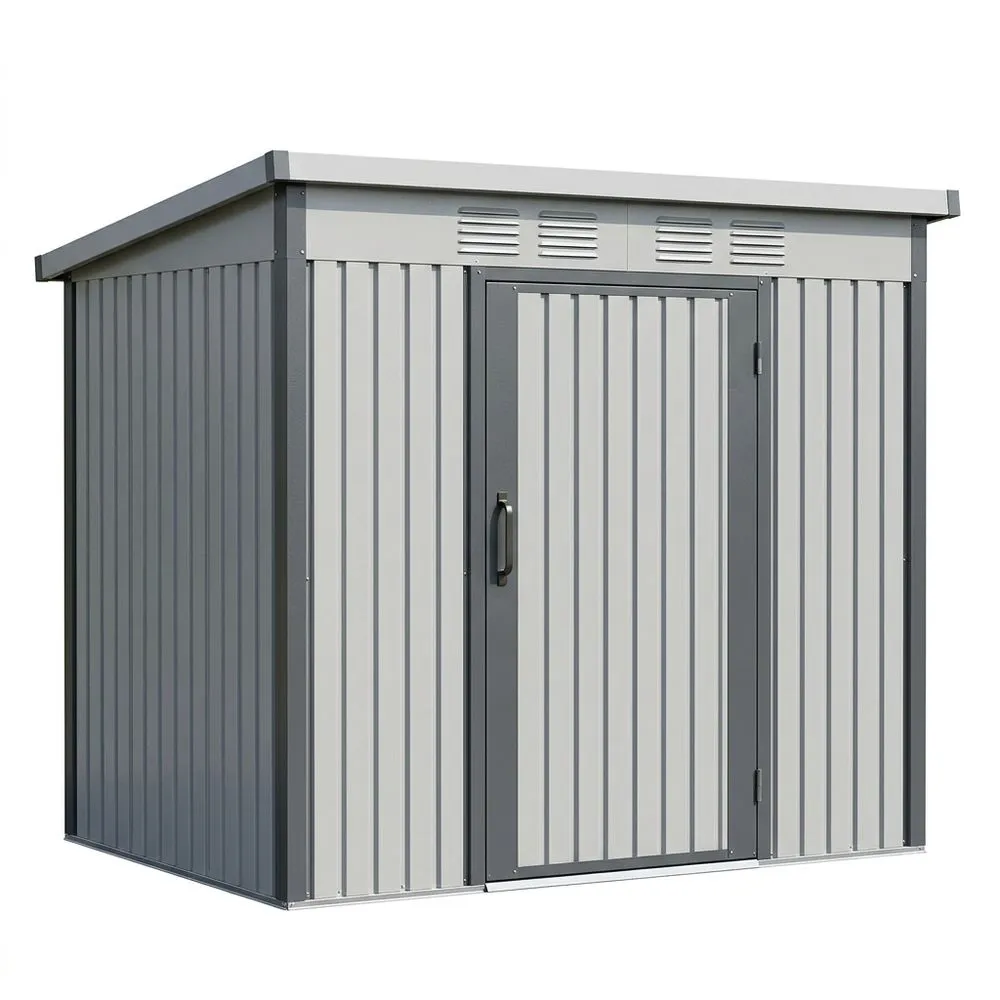 Capanno da giardino in acciaio zincato grigio, Lunghezza 213 cm x Larghezza 127 cm x Altezza 185 cm