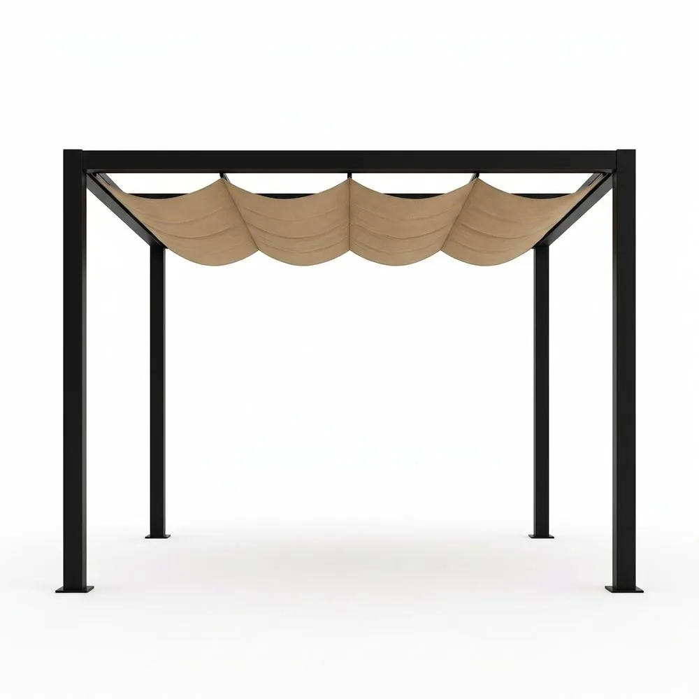 Gazebo in alluminio con tettuccio in tessuto poliestere, Lunghezza 300 cm x Larghezza 300 cm x Altezza 230 cm