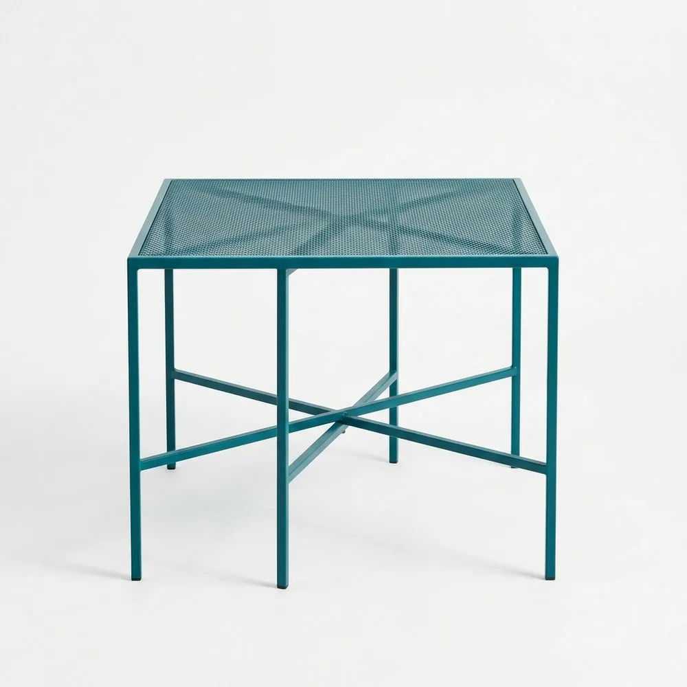 Tavolo quadrato in acciaio verniciato blu 75 cm (Lunghezza) x 75 cm (Larghezza)