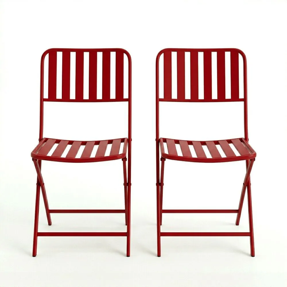 Sedie pieghevoli in ferro rosso set di 2