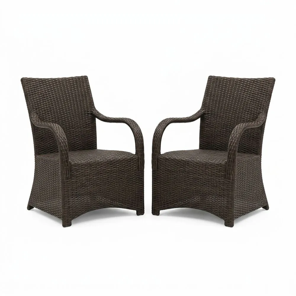 Set di 2 sedie da esterno in rattan sintetico marrone