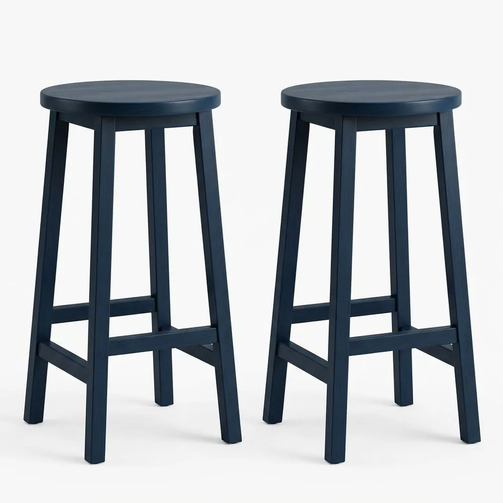 Set di 2 sgabelli alti in legno massello blu