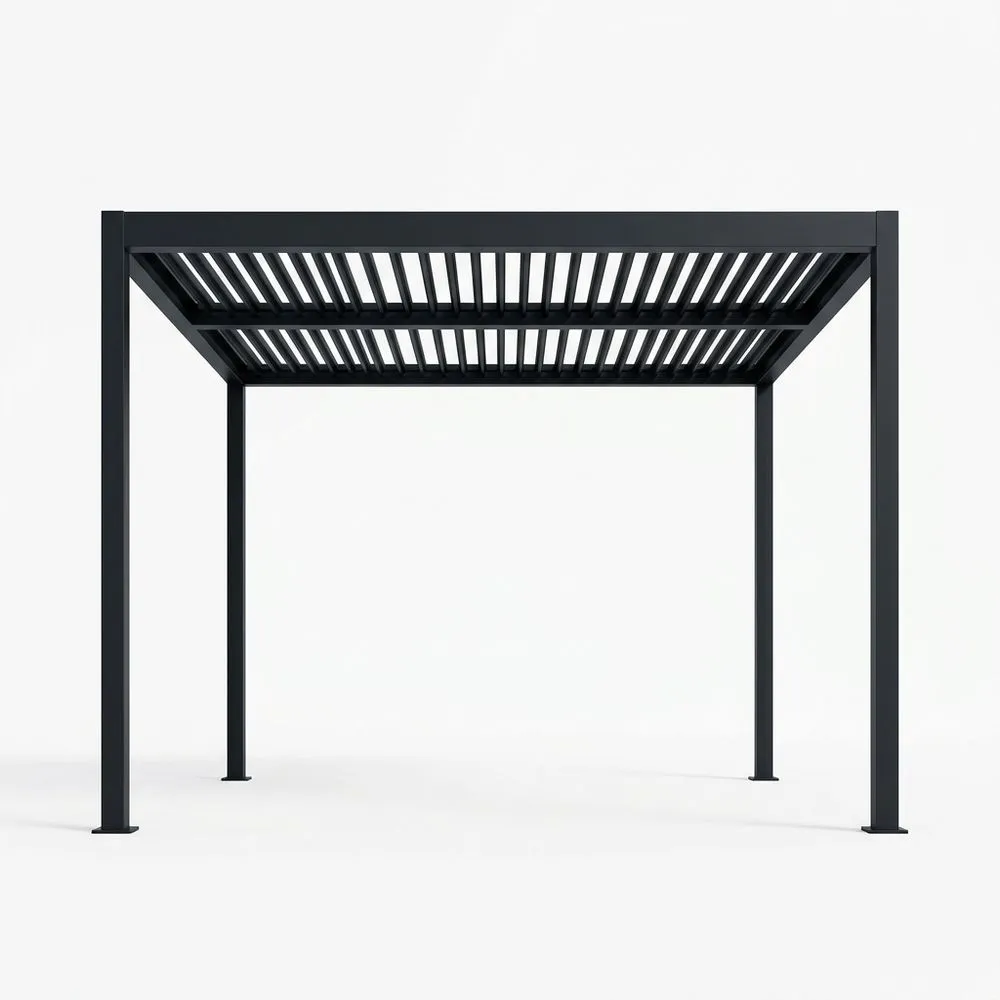 Pergola in alluminio nero, Lunghezza 300 cm x Larghezza 300 cm
