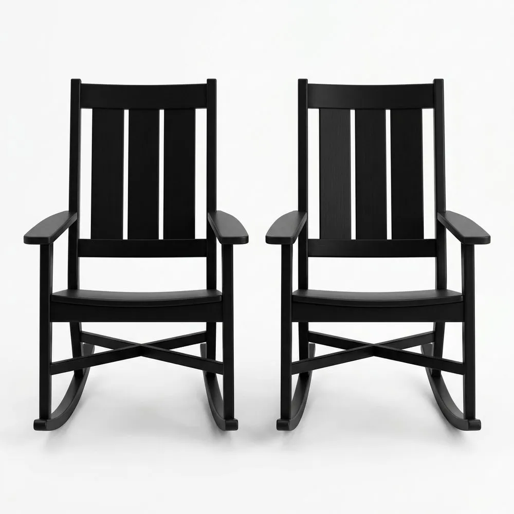 Set di due sedie a dondolo in legno composito nero