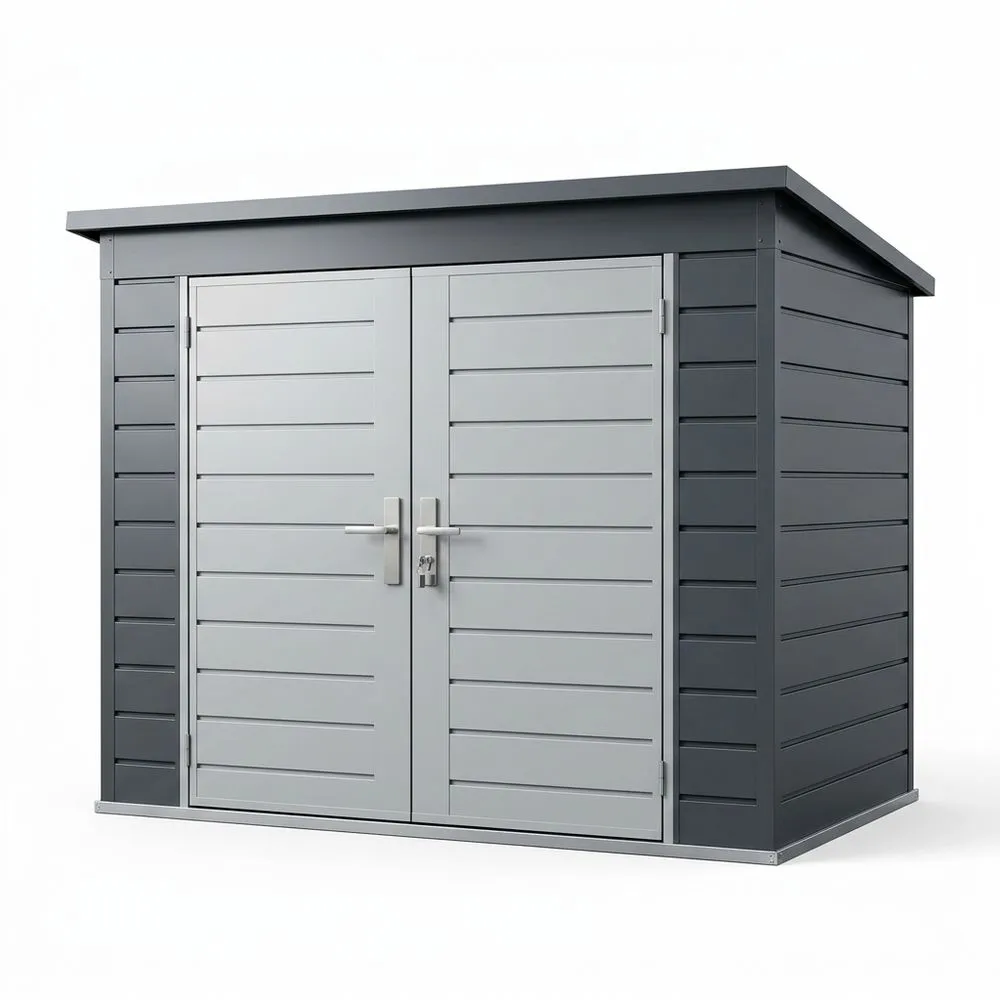 Capanno da Giardino in Acciaio Grigio con Chiusura