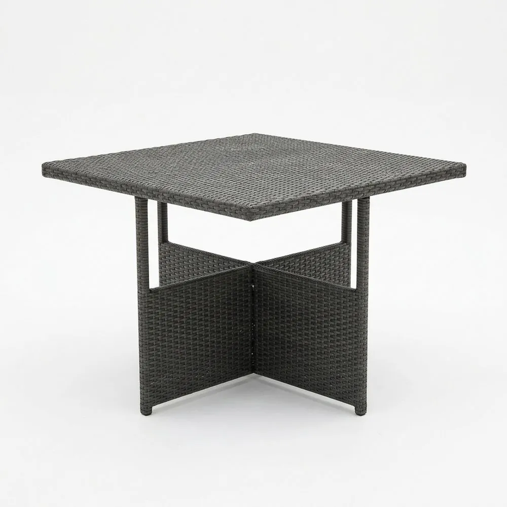 Tavolo quadrato in rattan sintetico grigio 100 cm (Lunghezza) x 100 cm (Larghezza) x 75 cm (Altezza)