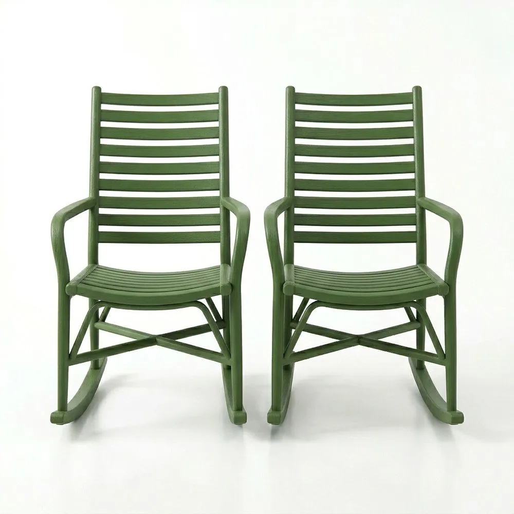 Set di 2 Sedie a Dondolo in Resina Plastica Verde