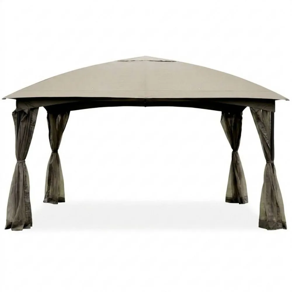 Gazebo da giardino in acciaio zincato e poliestere, beige, 300x300 cm
