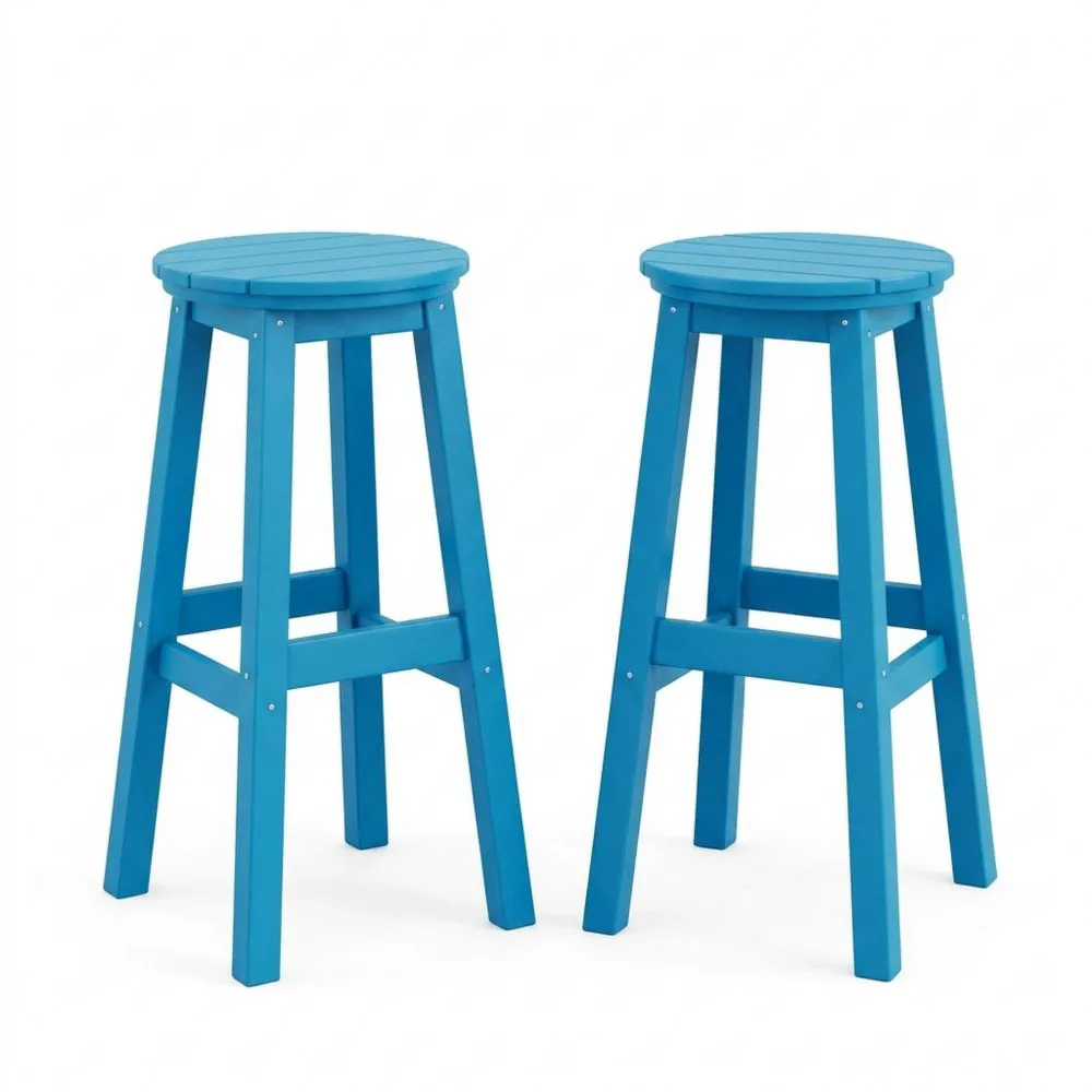 Sgabelli alti da bar in legno massello blu (set da 2 pezzi)