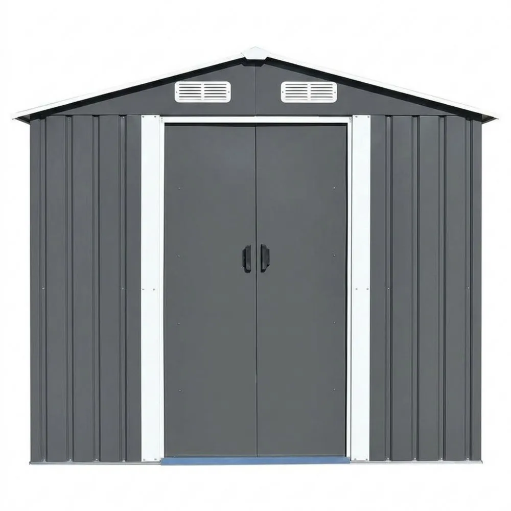 Capanno da Giardino in Acciaio Zincato Grigio 257x205x178 cm