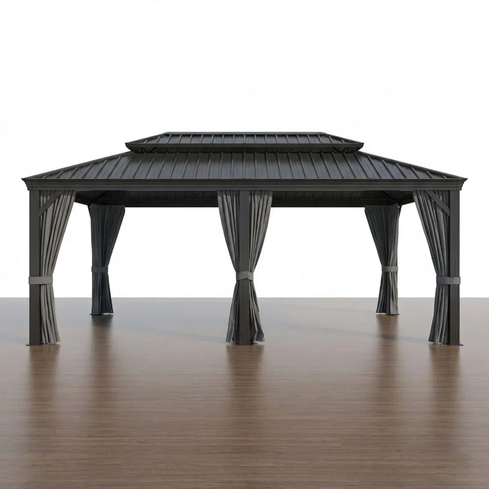Gazebo in Alluminio e Acciaio con Tetto a Doppio Livello 500x400 cm