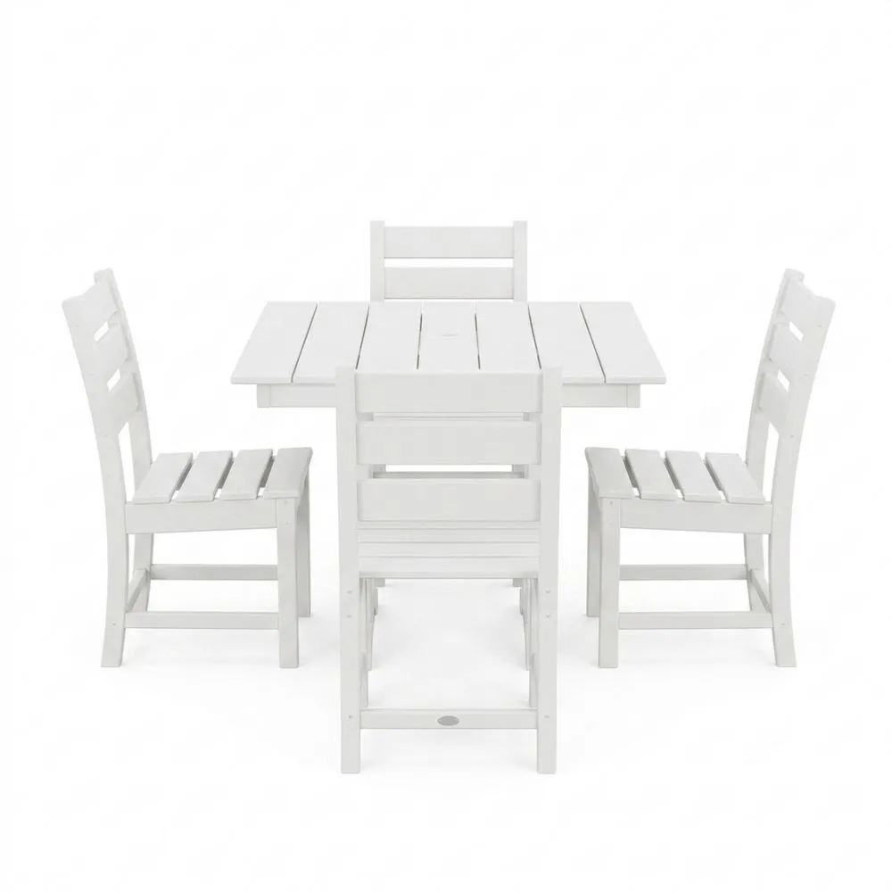 Set tavolo e sedie in legno di pino bianco 5 pezzi