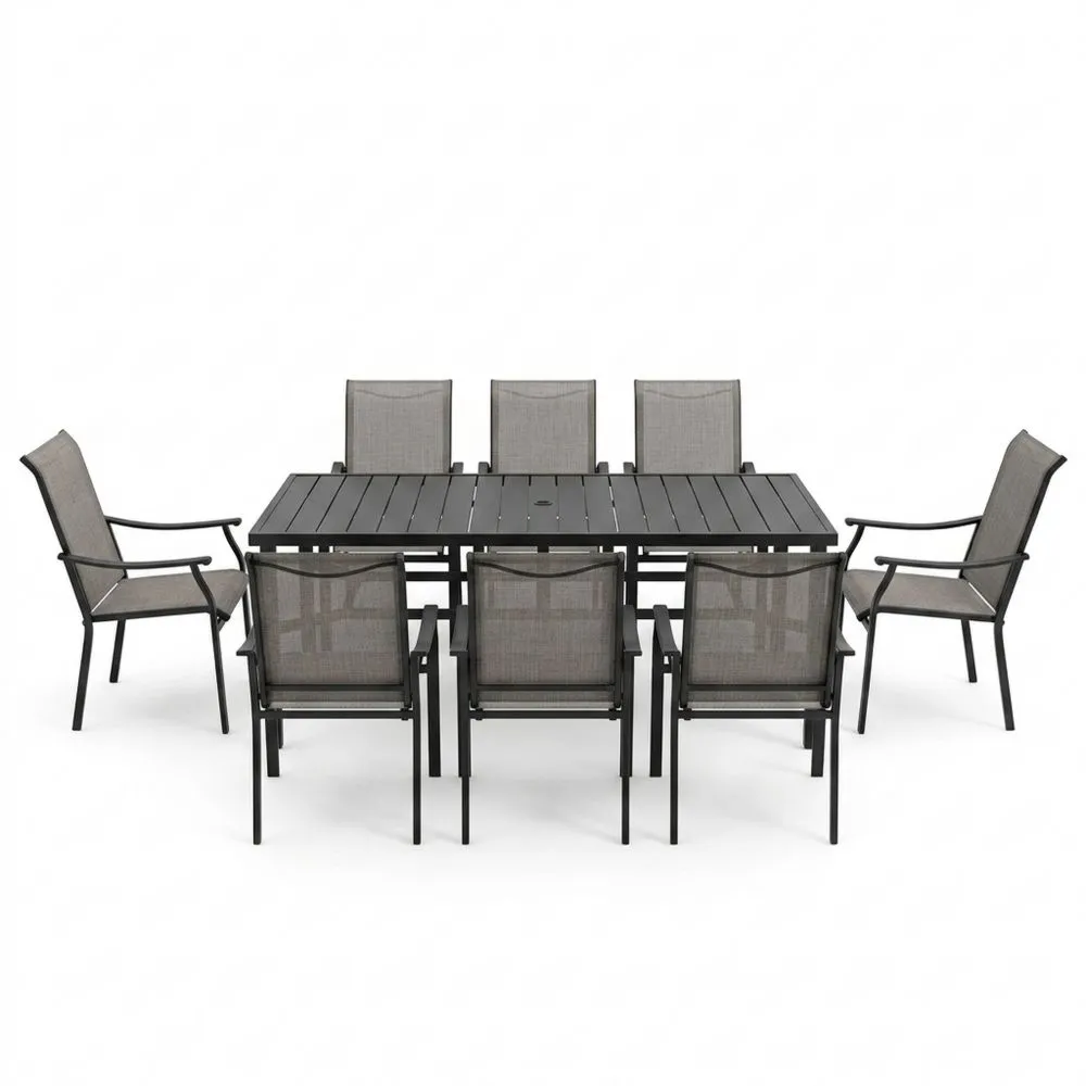 Set da Pranzo da Giardino in Alluminio e Textilene 8 Posti
