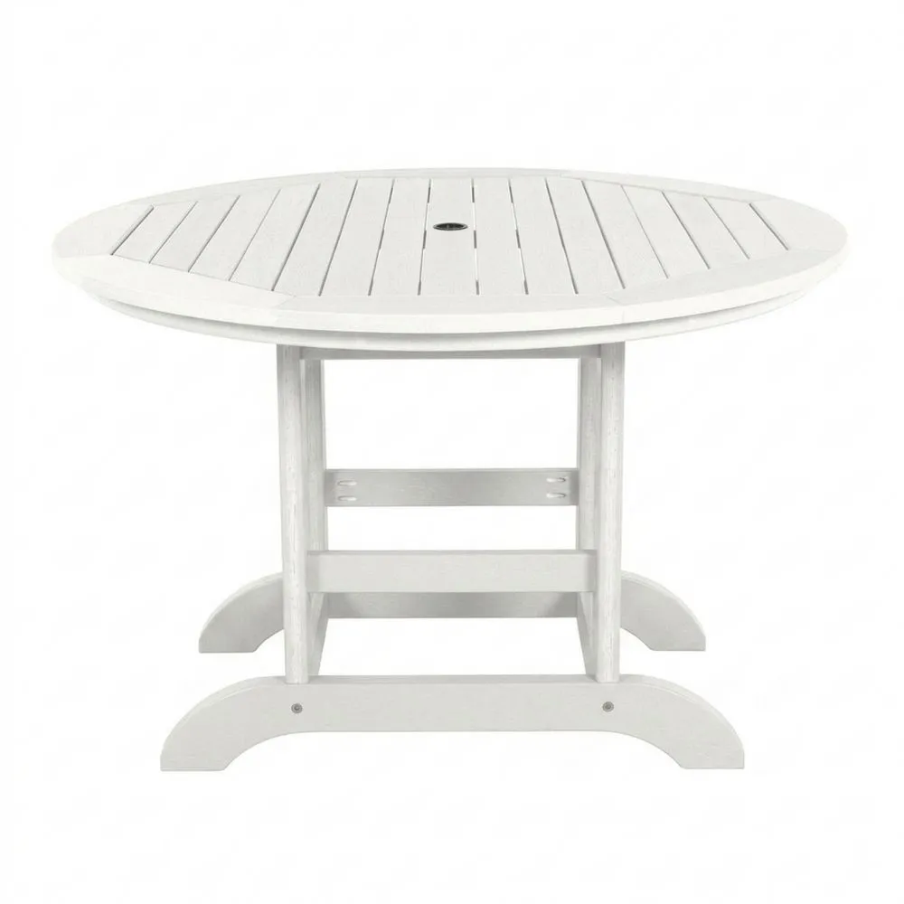 Tavolo rotondo bianco in legno di pino per esterni