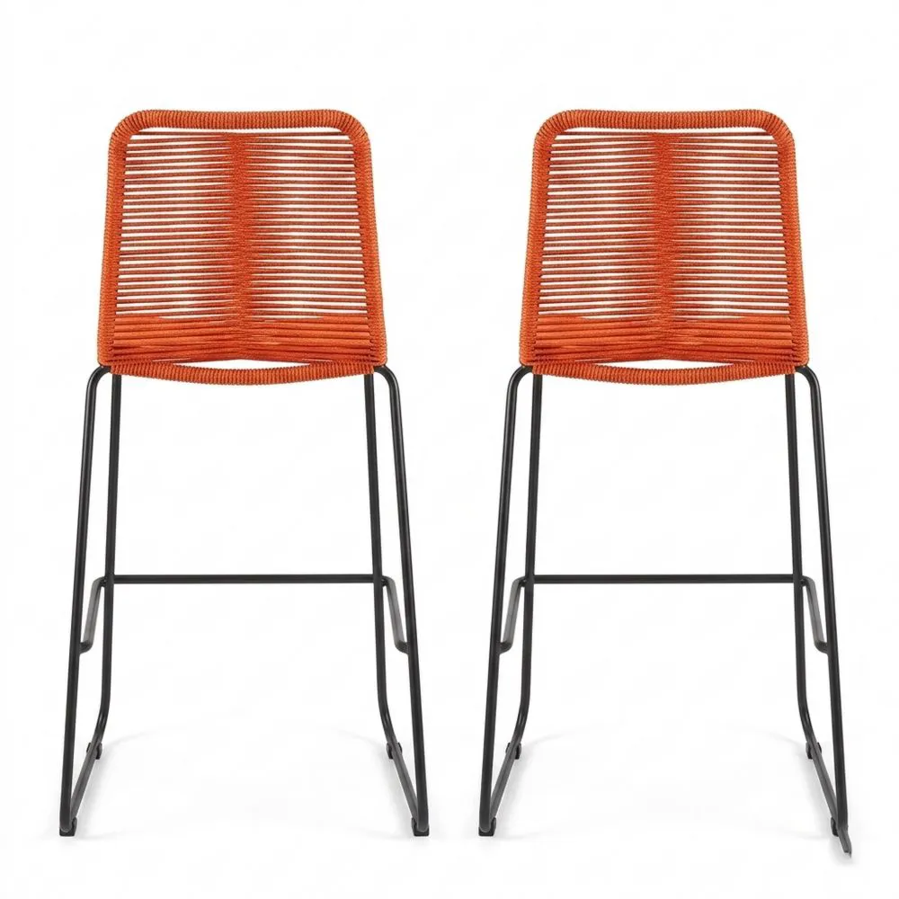 Set di 2 sgabelli da bar in lega di alluminio con corda