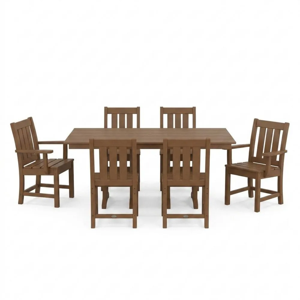 Set Tavolo da Pranzo in Legno Massello con 6 Sedie Marroni