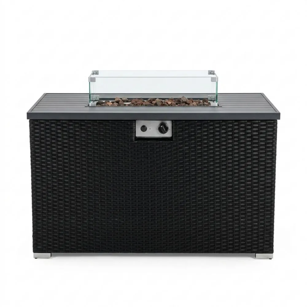 Tavolo Riscaldatore Esterno in Rattan Sintetico con Vetro Temperato