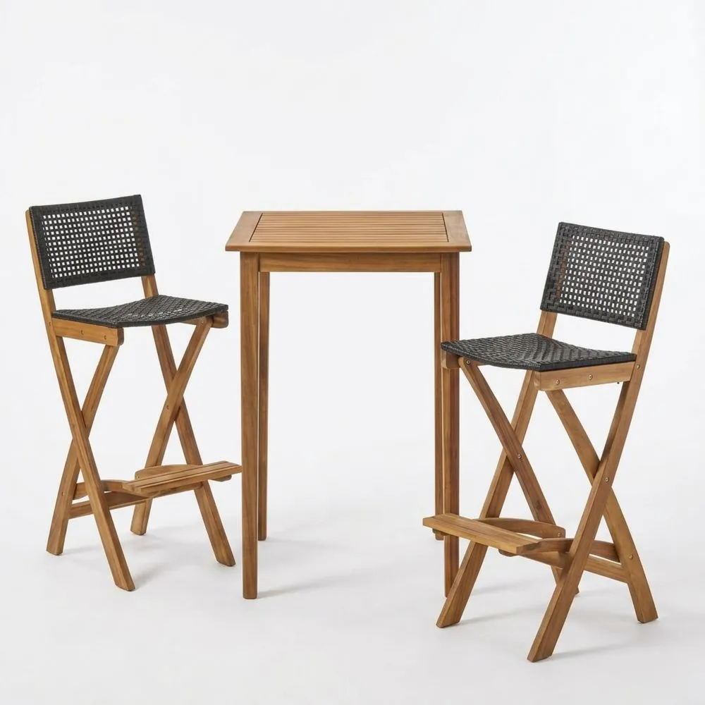 Set da bar pieghevole in legno di acacia